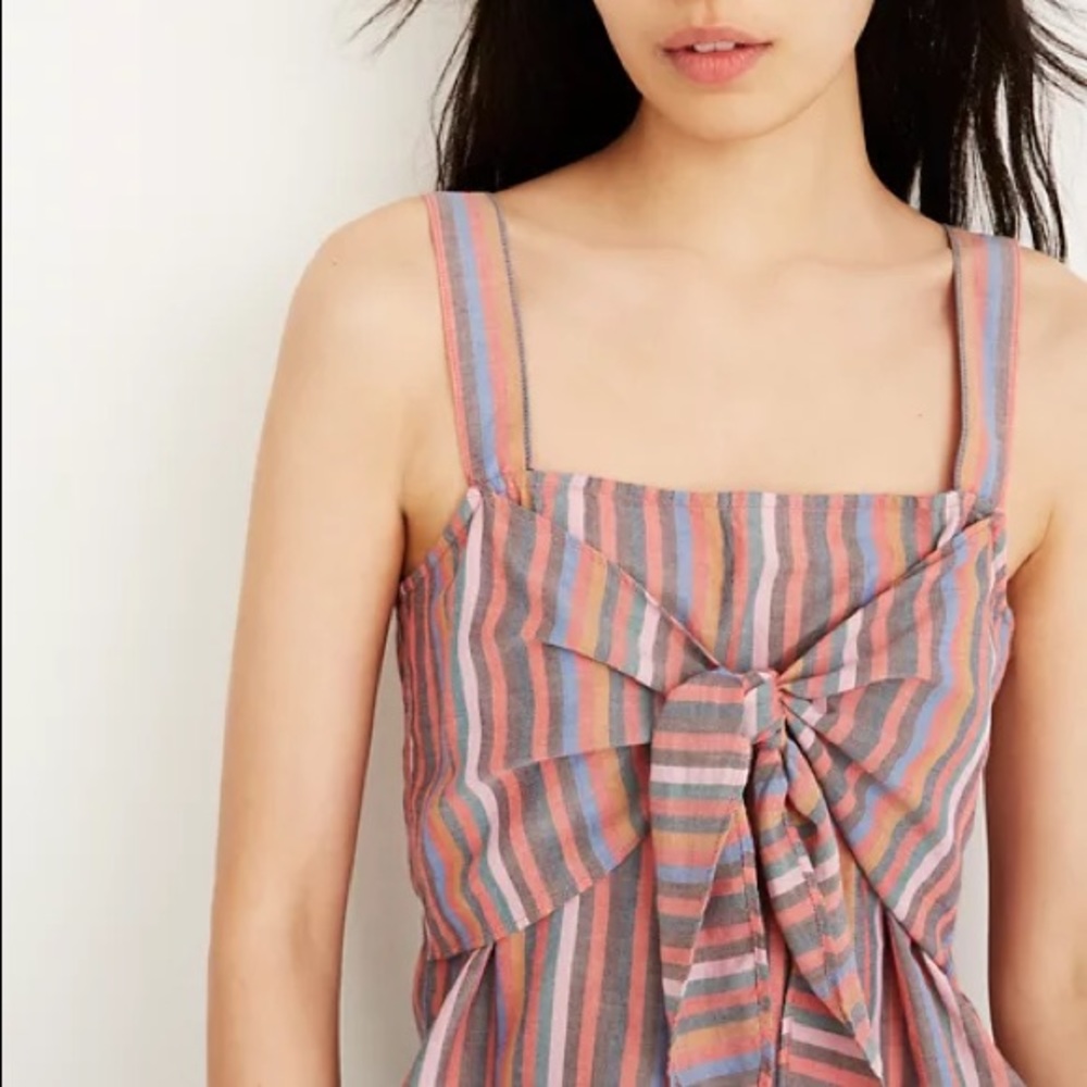 NWT Madewell tie-front tank in rainbow stripe